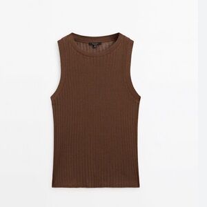 Massimo Dutti Brown Ribbed Tank Top